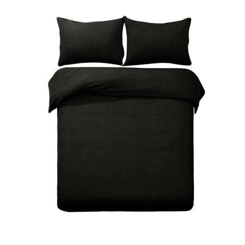 Designer Selection Denver Embossed Quilt Doona Duvet Cover Set Black King