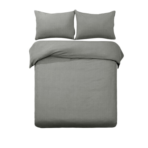 Designer Selection Denver Embossed Quilt Doona Duvet Cover Set Grey King