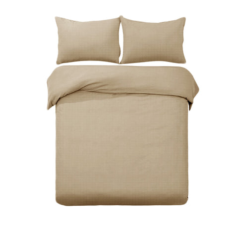 Designer Selection Denver Embossed Quilt Doona Duvet Cover Set Latte King