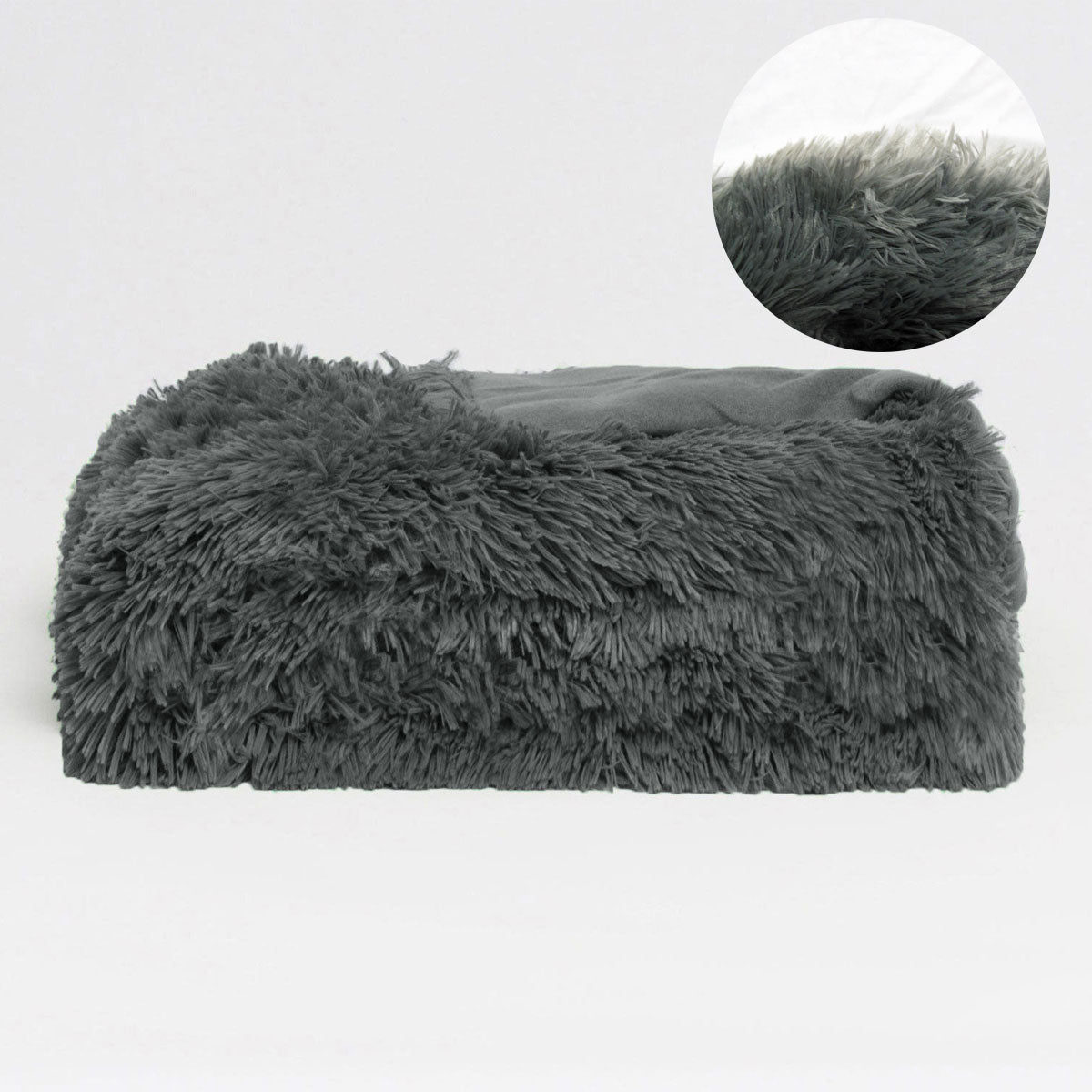 Hotel Living Long Hair Faux Fur Blanket Throw Rug Grey 130 x 160cm
