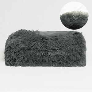 Hotel Living Long Hair Faux Fur Blanket Throw Rug Grey 130 x 160cm