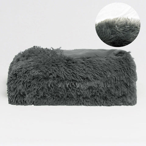 Hotel Living Long Hair Faux Fur Blanket Throw Rug Grey 130 x 160cm