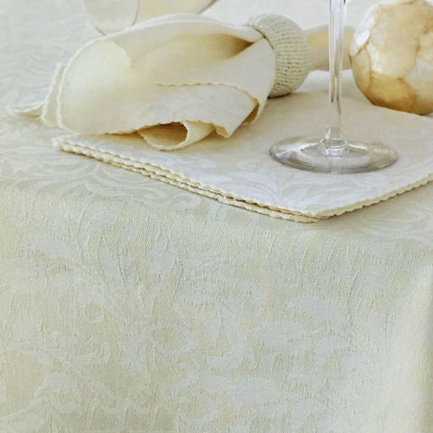 Damask Embossed Tablecloth 170 x 360cm Ivory Whisper White