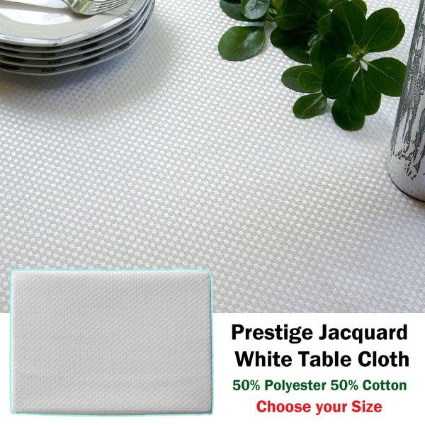 Invitation Prestige Honeycomb Jacquard White Tablecloth 160 x 220cm