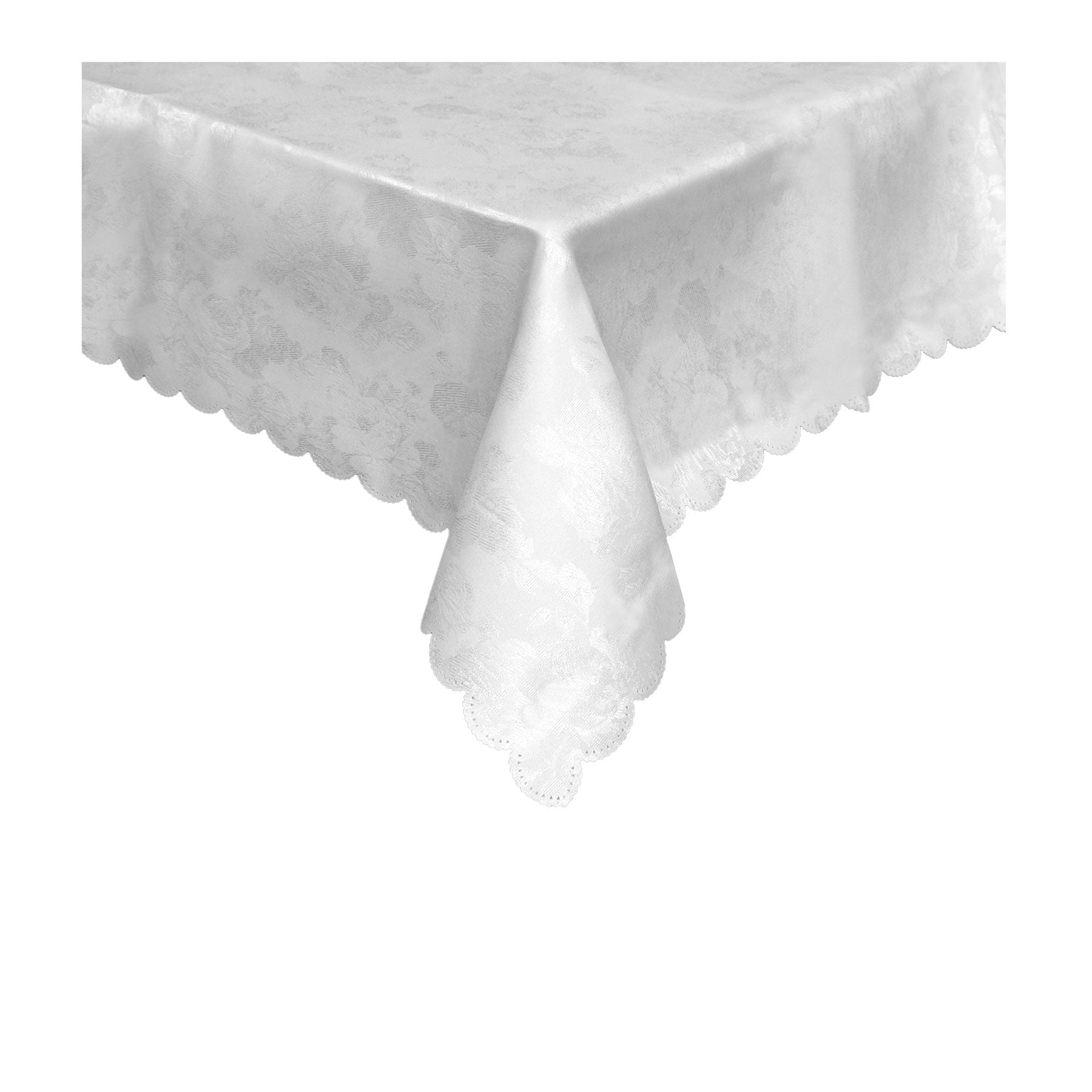 Rose Garden Jacquard Tablecloth White 150 x 220cm