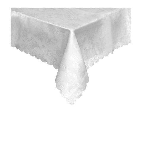 Rose Garden Jacquard Tablecloth White 150 x 220cm