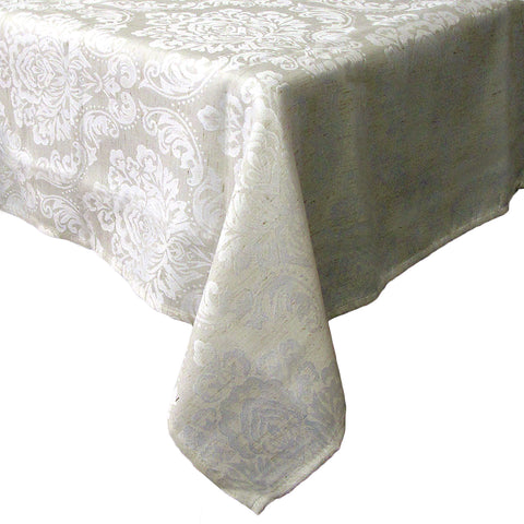 Royale Damask Floral Jacquard Tablecloth Cream 160 x 230cm