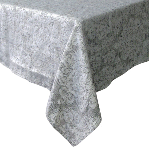 Royale Damask Floral Jacquard Tablecloth Grey 180 x 360cm