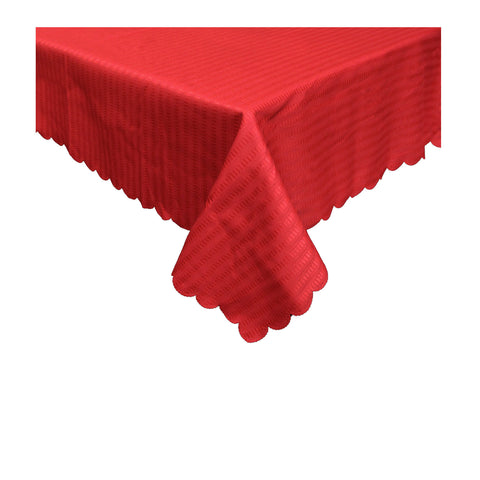 Striped Jacquard Tablecloth Red 150 x 270cm