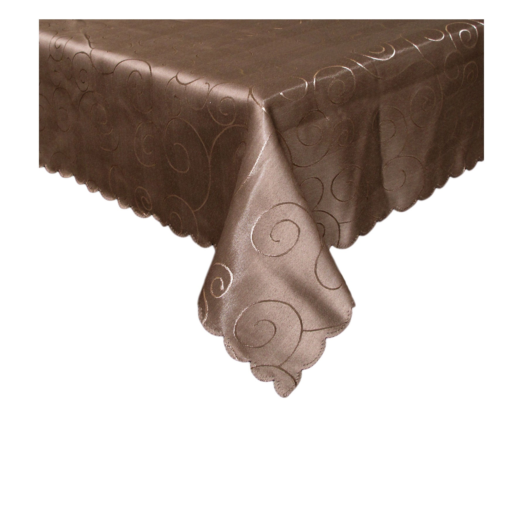 Swirls Jacquard Table Cloth Tablecloth Chocolate 180cm Round