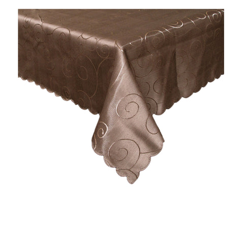 Swirls Jacquard Table Cloth Tablecloth Chocolate 180cm Round