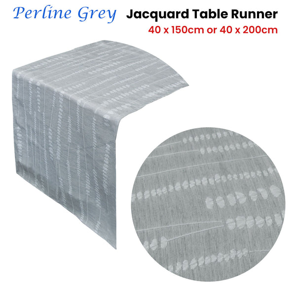 Perline Jacquard Table Runner Tablerunner Grey 40 x 150cm