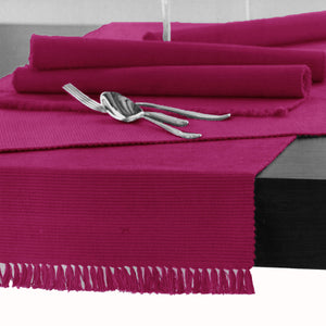 Hoydu Cotton Ribbed Table Runner Tablerunner 45cm x 150cm Fuschia Pink