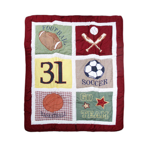 Sports Embroidered Nursery Baby Blanket Coverlet 91 x 114cm