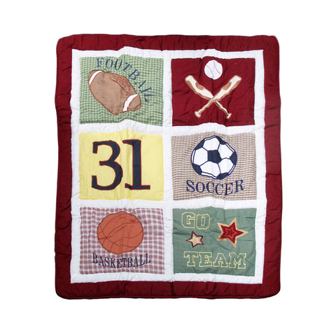 Sports Embroidered Nursery Baby Blanket Coverlet 91 x 114cm