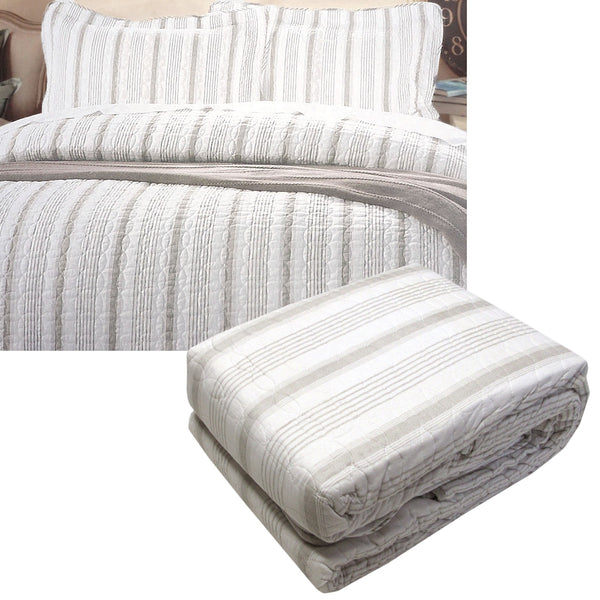 Brighton Road Regatta Quilted Quilt Doona Duvet Cover Set Queen Stone
