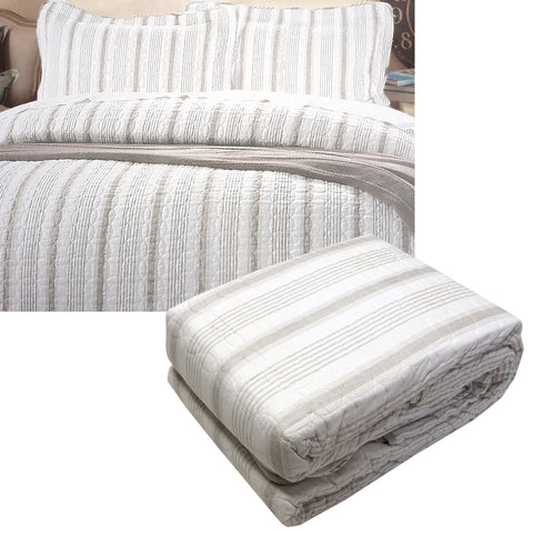 Brighton Road Regatta Quilted Quilt Doona Duvet Cover Set Queen Stone