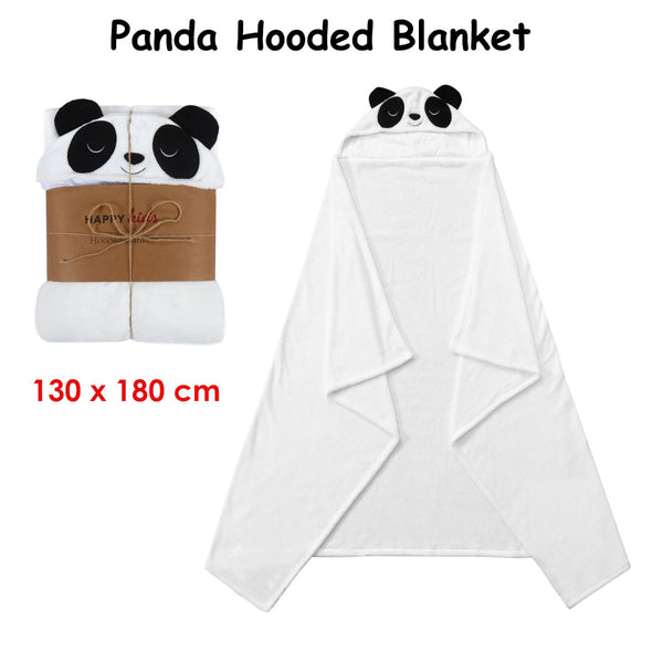 Happy Kids Panda Coral Fleece Hooded Blanket