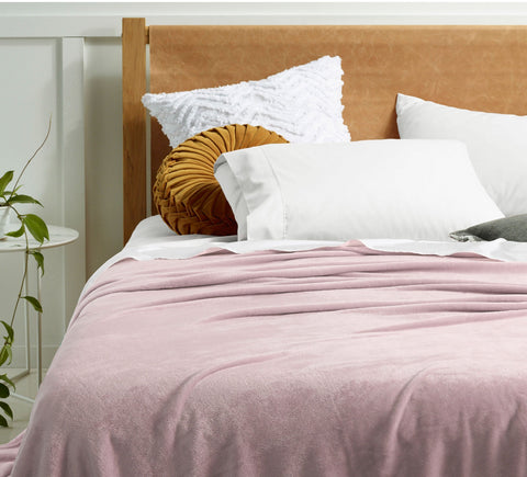 Accessorize Microfibre Blanket Blush Pink Queen King 240 x 260cm