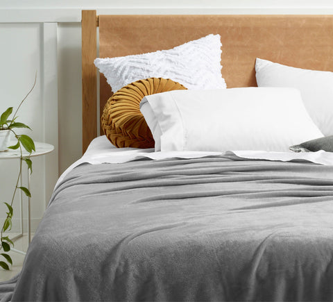 Accessorize Microfibre Blanket Grey Queen King 240 x 260cm
