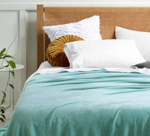 Accessorize Microfibre Blanket Mist Blue Queen King 240 x 260cm
