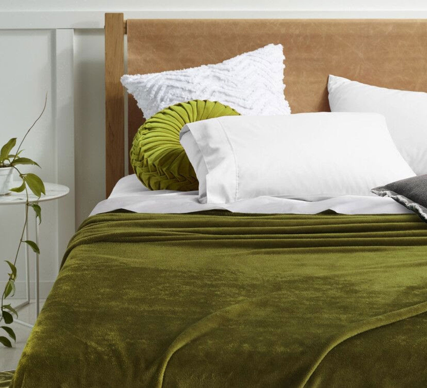 Accessorize Microfibre Blanket Olive Green Queen King 240 x 260cm