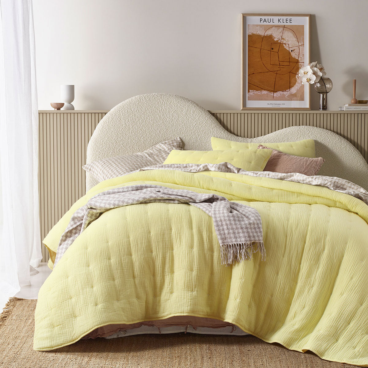 Vintage Design Homewares Hugo Cotton Gauze Bedspread Comforter Butter King