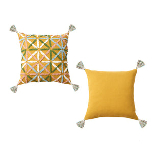 Accessorize Adena Geometric Applique Ochre Filled Square Cushion 45cm