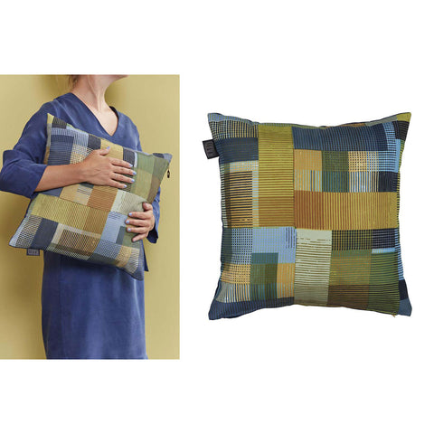 Bedding House Alvi Graphic Blue Green Square Filled Cushion 43cm