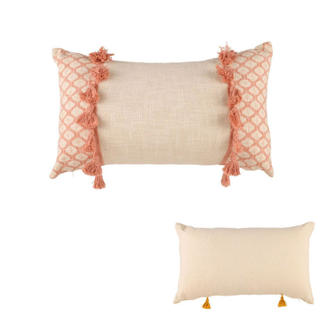 Accessorize Eleni Textured Tassel Pink Rectangular Filled Cushion 30cm x 50cm