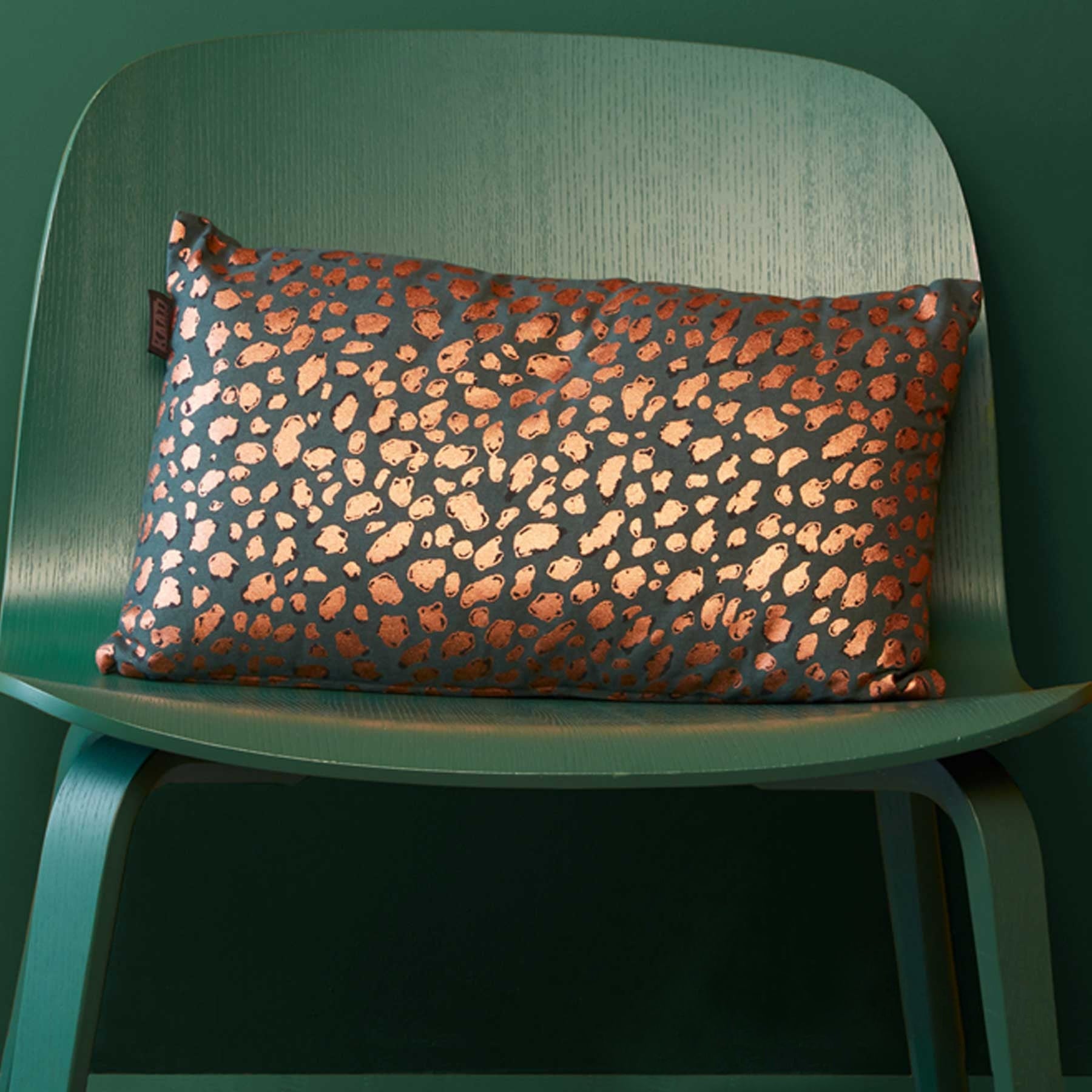 Bedding House Felidea Leopard Print Filled Cushion Rectangle 30x50cm Green