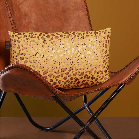 Bedding House Felidea Leopard Print Filled Cushion Rectangle 30x50cm Yellow
