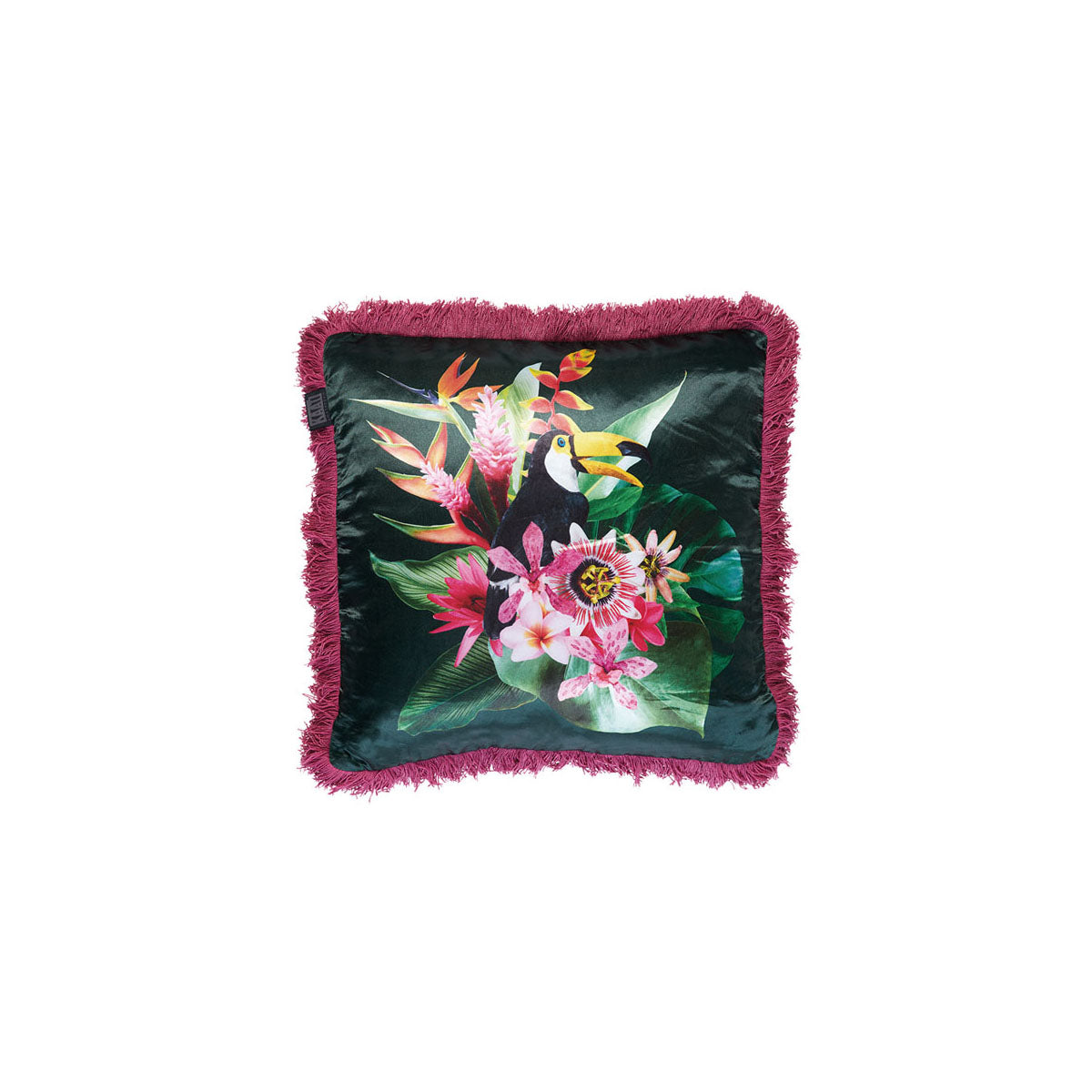 Bedding House Jungle Fever Fringed Filled Cushion Square 45cm Pink
