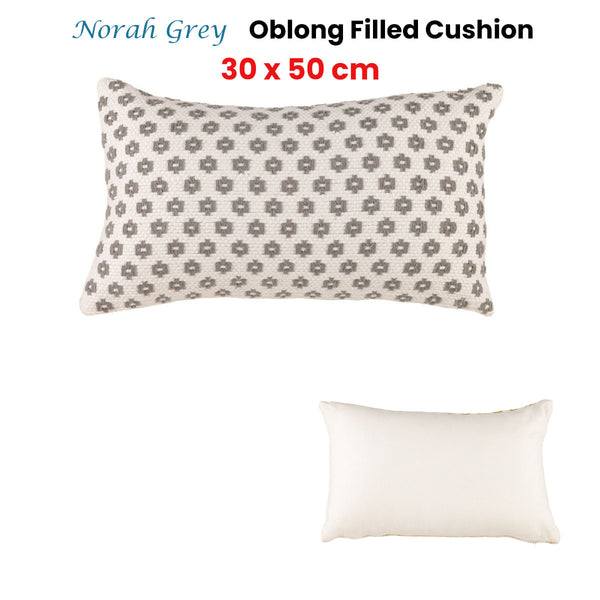 Accessorize Norah Textured Grey Rectangular Filled Cushion 30cm x 50cm