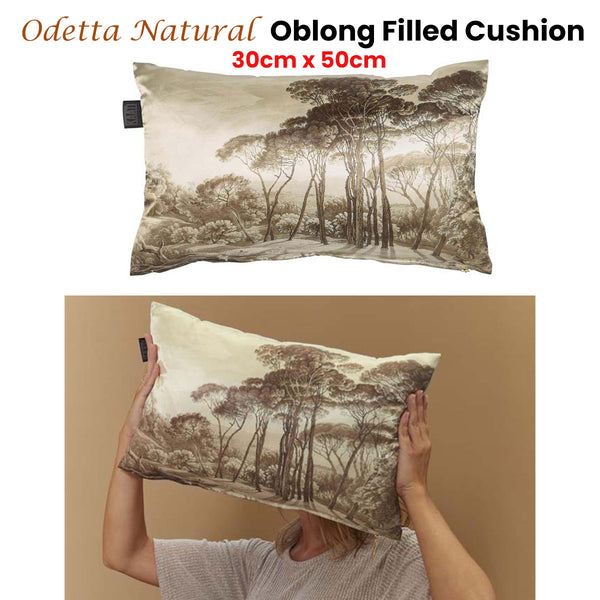 Bedding House Odetta Landscape Natural Rectangular Cushion 30cm x 50cm