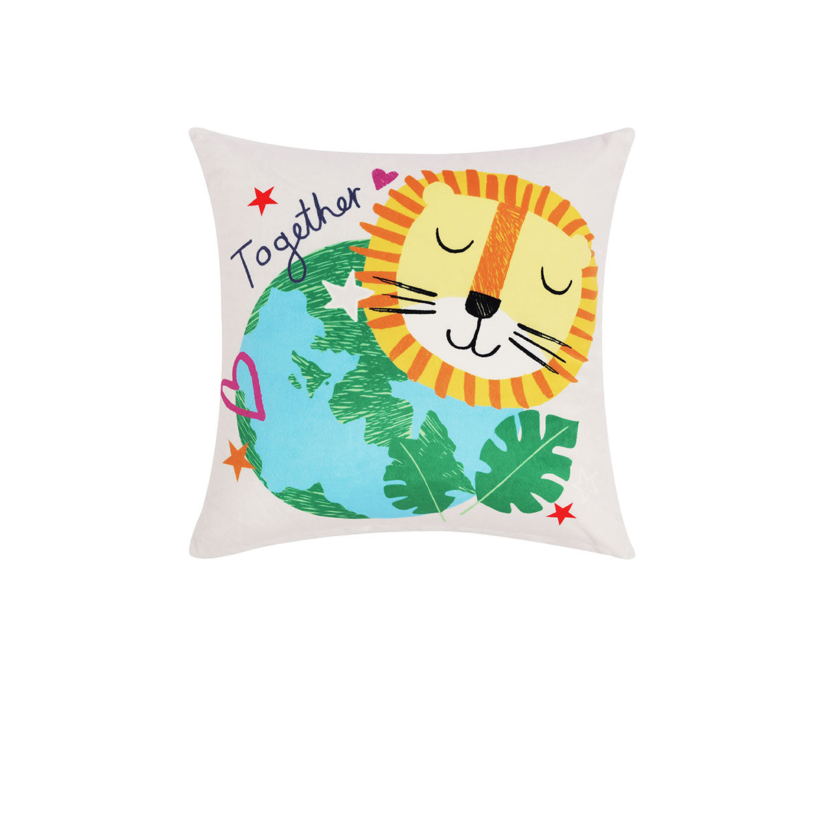 Happy Kids Our Planet Earth Lion Filled Square Cushion 40cm