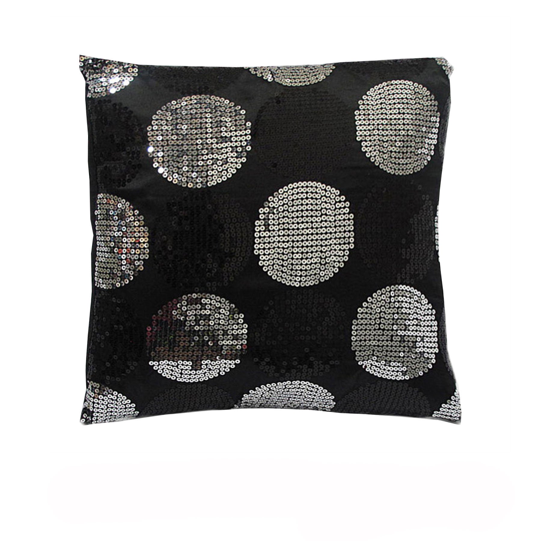 Accessorize Sequined Circles Filled Cushion Square 45cm Black Silver