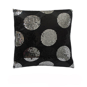 Accessorize Sequined Circles Filled Cushion Square 45cm Black Silver