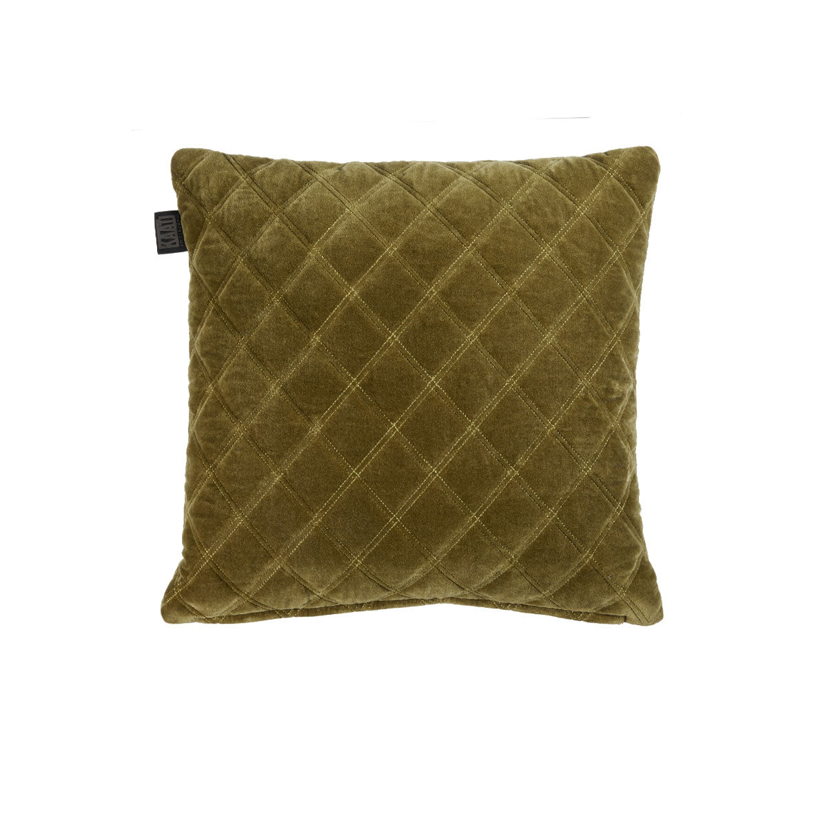 Bedding House Vercors Quilted Diamond Velvet Filled Cushion Square 43cm Olive
