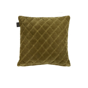 Bedding House Vercors Quilted Diamond Velvet Filled Cushion Square 43cm Olive