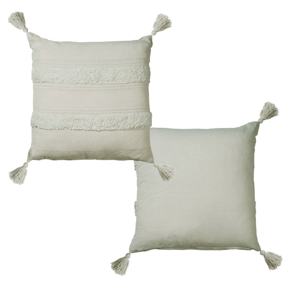 Indra Cotton Cushion Cover Tassels Square 45cm Grey