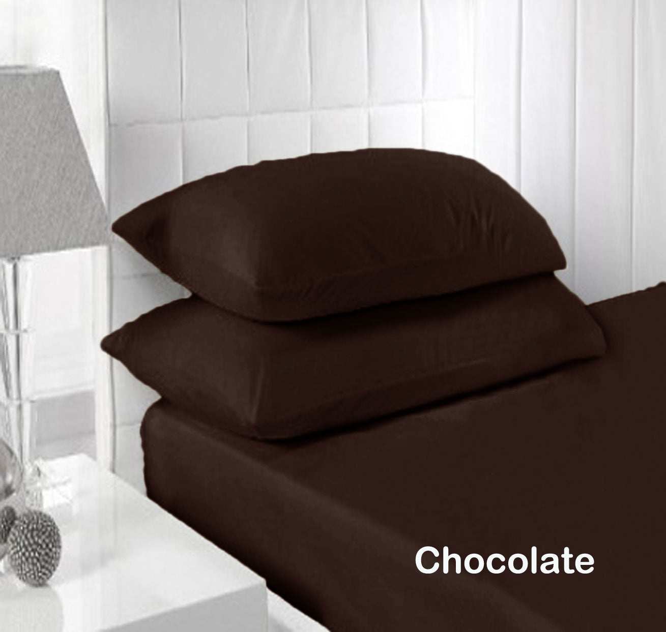 Accessorize Cotton 250TC Fitted Sheet Pillowcase Set 40cm Brown Single