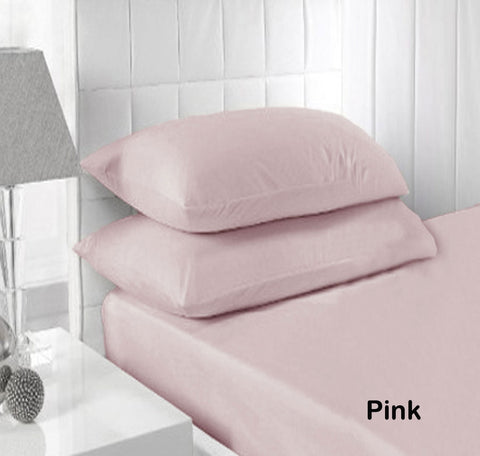 Accessorize Cotton 250TC Fitted Sheet Pillowcase Set 40cm Pink King