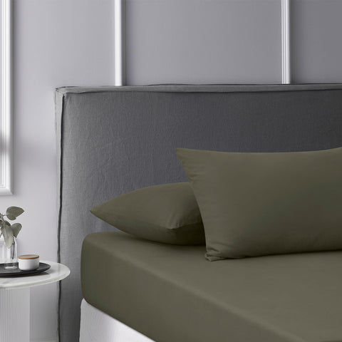 Accessorize 180TC Caramel Washed Cotton Fitted Sheet Set King
