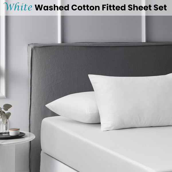 Accessorize 180TC White Washed Cotton Fitted Sheet Set Super King