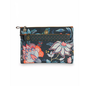 PIP Studio Combi Flower Festival Dark Blue Travel Cosmetic Makeup Bag Pouch
