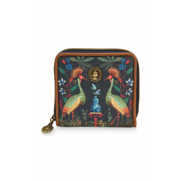 PIP Studio Flirting Birds Dark Blue Square Travel Cosmetic Makeup Bag Wallet