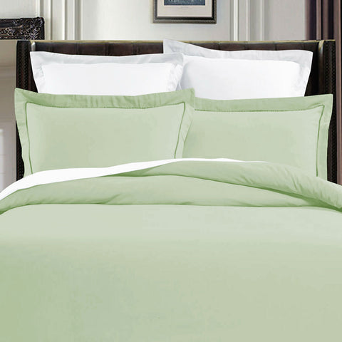 Pima 400TC Cotton Fennel Green Edge Quilt Doona Duvet Cover Set King