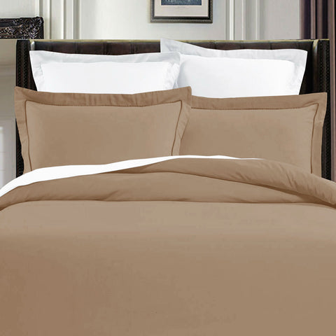 Grand Aterlier Pima 400TC Cotton Khaki Edge Quilt Doona Duvet Cover Set King