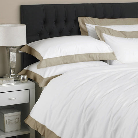 Egyptian Cotton Sateen 500TC Flange Quilt Doona Duvet Cover White Queen